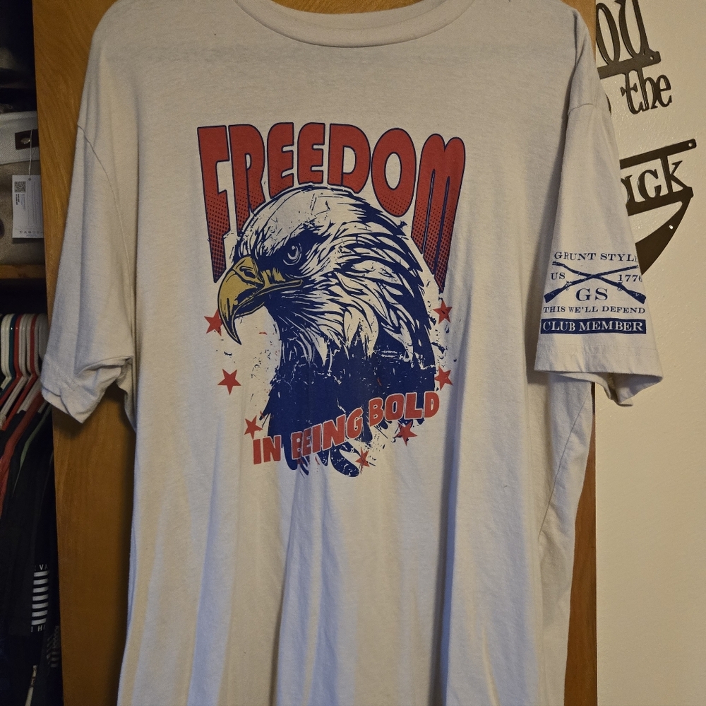 Grunt Style Freedom Eagle Tee - White and Red